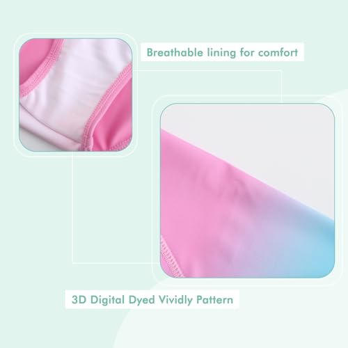 Image of Girls Two Piece Rash Guard Swimsuits Set Long Sleeve Bathing Suit with UPF 50+ Sun Protection Kids Sunsuits Swimwear Set
