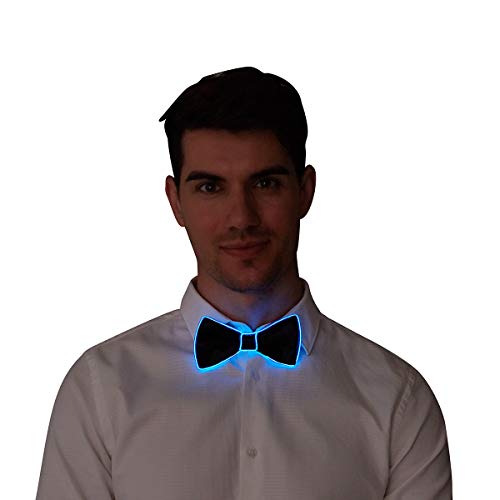 SATUMIKO RaveLife Light Up Bow Tie LED El wire Tie for Party Christmas Festival Rave Party Gift Fashion Limited Collection,One Size (Blue, 1)