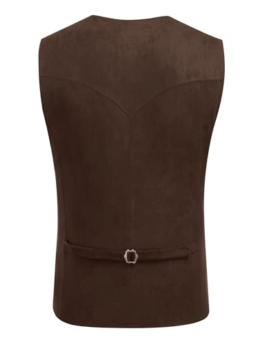 Coofandy Coofandy Men'S Suede Leather Suit Vest Casual Western Vest Jacket Waistcoat thumb #3