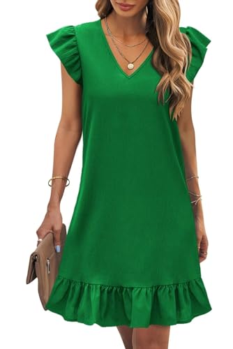 Image of JOCAFIYE Summer Dresses for Women 2026 Cute Cap Sleeve V-Neck Flowy Swing Sundress Mini Dress