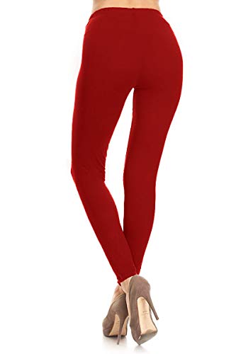 Image of Leggings Depot Women's High Waist Leggings Soft 1 inch Waistband Solid Pants - Regular, Plus, 1X3X, 3X5X