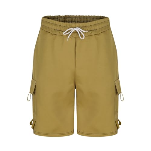 Image of Men's Cargo Shorts Casual Lightweight Quick Dry Outdoor Hiking Short Drawstring Loose Fit Cargo Shorts Multi-Pocket