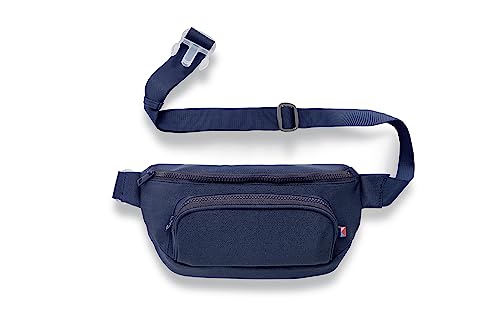Image of Kibou Vegan Premium Leather Fanny Pack Diaper Bag: Detachable Compact Changing Pad & Baby Wipes Storage - Wear as Belt Bag, on Waist, or Crossbody (Midnight)