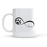 Empreintes de pattes symbole de l'infini Pet Shop Love Animal Capacité de la tasse à café en céramique : 320 ml. Hauteur : 9,5 cm. Diamètre de la tasse : 8 cm.