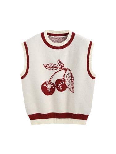 Image of CIDER Women's Sweater Vest Knit Sleeveless Pear Cute Graphic Tank Top | Fun Tops, Fall, Trendy Outfits