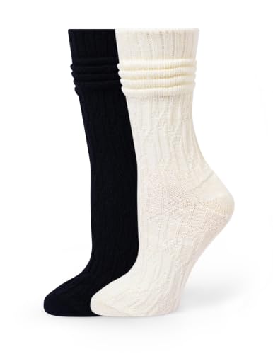 Image of HUE womens Crew Length Boot Socks, 2 Pair Pack