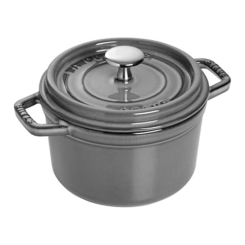 Staub Żeliwo 1,25-qt okrągła Cocotte - grafitowa szara, wyprodukowana we Francji