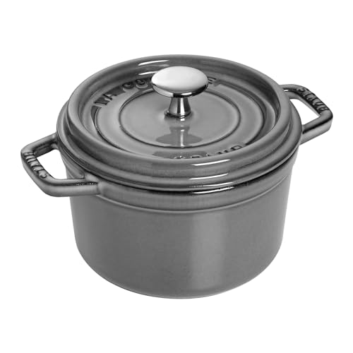 Staub Żeliwo 1,25-qt okrągła Cocotte - grafitowa szara, wyprodukowana we Francji
