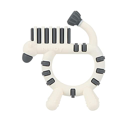 Image of Nuby Geo Zoos Massaging Silicone Teether with Multiple Textures, 3m+, Zebra (Pack of 2)