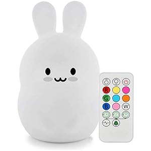 Tekemai Veilleuse Enfant, lampe de chevet en silicone doux portable multicolore avec contrôle du robinet, éclairage led rechargeable USB cadeau de chambre à coucher/enfant – Lapin