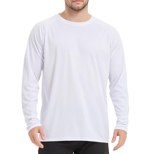 Guooolex UPF 50+ Rash Guard for Men Long Sleeve Swim Shirts Loose Fit Outdoor SPF Sun Protection Shirts Quick Dry