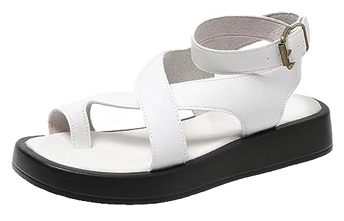 Women's Flat Sandals Fashion Cross Strap Design Adjustable Buckle Soft Sole Comfortable Outdoor Work Summer Casual Thick Sole Beach Sandals