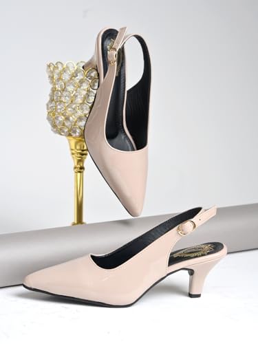 Image of Shoetopia Women's Heels - Elegant Pointed Toe Dress Pumps ||with Mid Stiletto Heel for Party Office & Formal Footwear