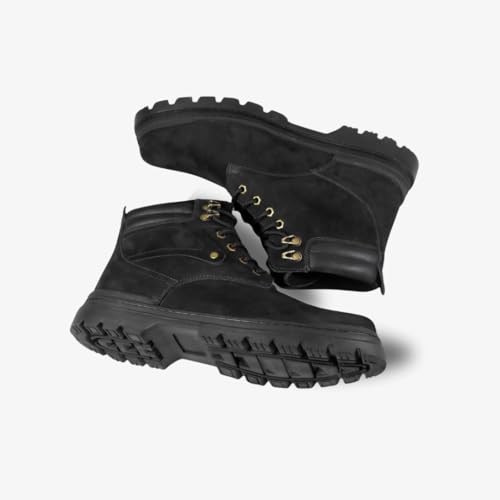 DRUON Atlas Black Nubuck Leather Boots Gain 2.5" in Height with Premium Nubuck Leather for Style & Durability Sleek Comfortable & Designed for All-Day Wear3