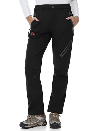 TBMPOY Women's Fleece Lined Ski Snow Pants Waterproof Winter Cargo Hiking Warm Thermal Softshell Insulated Outdoor Pant
