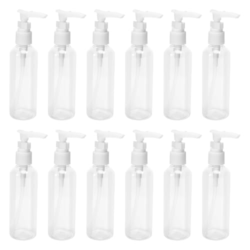 Swiixxer Paquete de 12 Transparentes de Viaje de 3.4 Oz / 100 Ml, Botella Dispensadora de LocióN para Agua, Aceite de Masaje, Champú