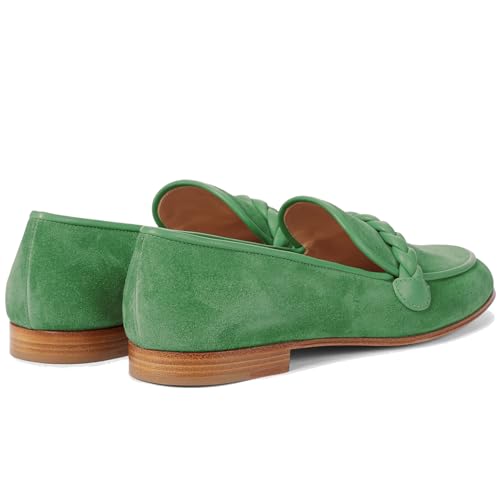 Image of MOOMMO Women Comfortable Suede Loafer Flats Round Closed Toe Slip On Penny Loafers Knitted Strap Oxford Loafer Shoes for Office Ladies Work Daily Casual Club Driver Flats Spring Elegant 4-11 M US