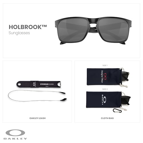 OAKLEY Holbrook OO9102 Square Sunglasses for Men+ Bundle Accessory Leash Kit, Microfiber Pouch2