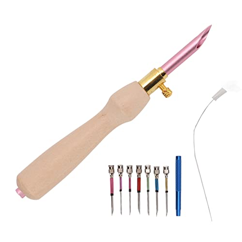 Xolsurg Punch Needle Kit Easy Interchangeable Pinhead Wooden Handle DIY Making Adjustable Punch Needle for Embroidery Beech Alloy Material