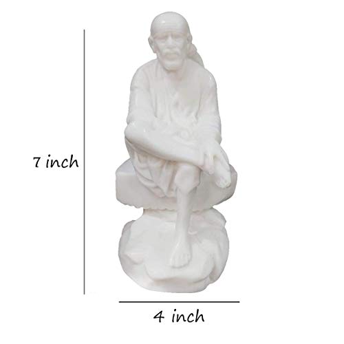 Image of Marble`Saibaba Idol, (7 Inch)(White), Idol