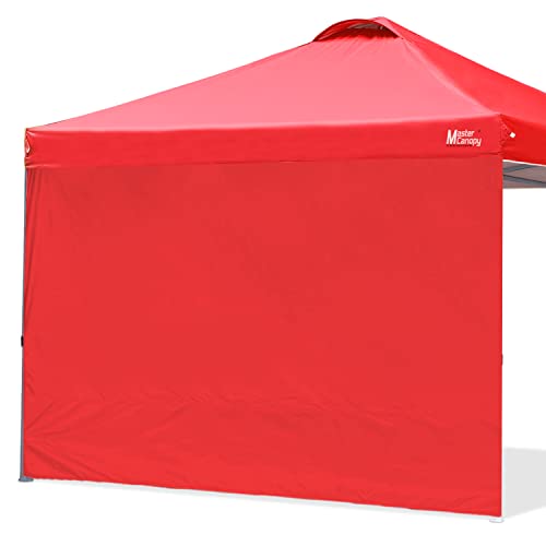 Image of MASTERCANOPY 8x8 Durable Pop Up Canopy Tent with 1 Sidewall, Red