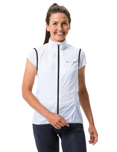 VAUDE Damen Fahrradweste Matera Air Vest, ultraleichte Windweste für den Radsport, wasserabweisende, winddichte Sportweste reflektierend, Passform: Slim fit, white, 40