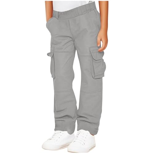 Cargo Pants for Boys Girls Elastic High Waist Straight Wide Leg Pants Teens Active Workout Joggers with Pockets