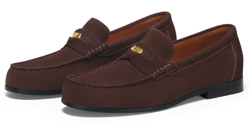 Image of Journey West Mens Genuine Leather Dress Shoes Slip on Penny Loafers for Men