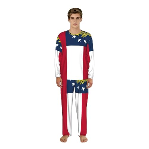 Pyjama homme manches longues imprimé Géorgie, le vêtement de détente idéal à offrir