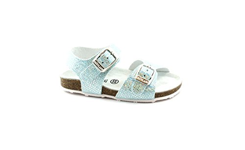 Sandale fille Grunland AFRE nu-pieds bleu ciel boucles paillettes