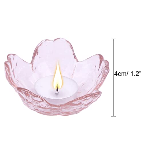 Fiebixun Tea Light Candle Holder Sakura Bowl Candleholders Glass Votive Candle Holder Candlestick Holders For Table Decoration Set Of 6 (Sakura) #TOP2