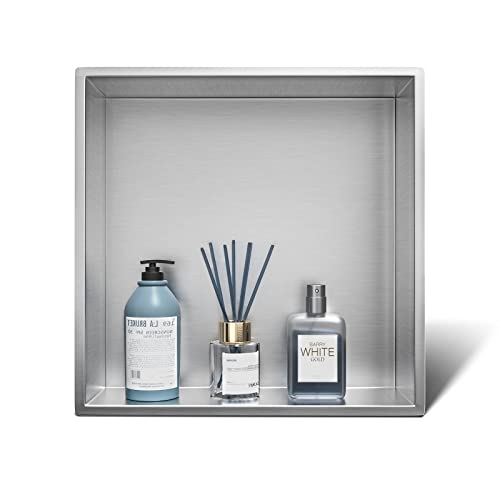Niche de douche encastrable en inox poli | Étagère étanche de salle de bain argent