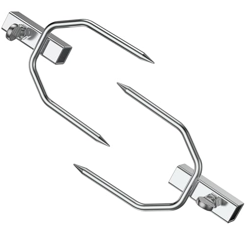 Onlyfire 6104 Chromed Heavy Duty BBQ Rotisserie Meat Fork (1 Pair), Only Fits 5/16" Square Rotisserie Spit Rods