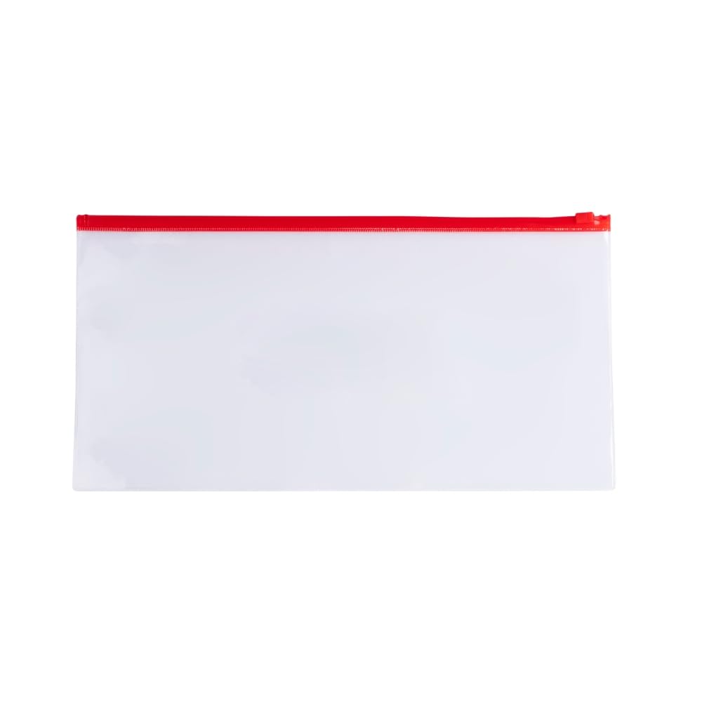 Janrax Pack of 12 DL Clear Zippy Bags with Red Zip