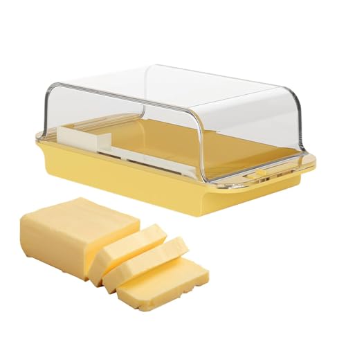 Mantequera con tapa | recipiente transparente de estilo rústico hermético, bandeja transparente | para queso crema, encimera de cocina de East, hogar, dormitorio, camping, puerta