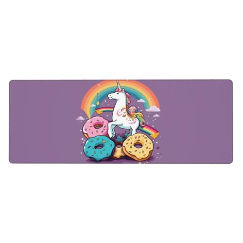 Tapis de souris licorne arc-en-ciel grand format pour bureau coloré