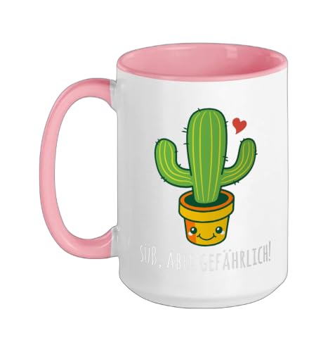 Cute but dangerous. Fun cactus cacti Ceramic Mug, Pink/White, 15oz