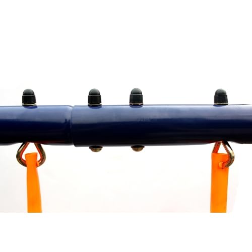 Columpio doble y columpio infantil para jardín para exteriores, estructura de acero con asiento suave antideslizante, para niños de 3 a 8 años, soporta hasta 90 kg, resistente a la intemperie, fácil