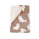 [FASHIONLETTER] スワンネルアニマルブランケット 100×140cm ボレロ ボア ふわふわ 動物 もこもこ 暖かい 洗える ひざ掛け かわいい 着る毛布 防寒 おしゃれ 膝掛け 犬 サモエド・ベージュ F