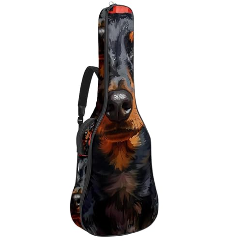 Sac pour guitare acoustique à motif teckel résistant avec 2 poches