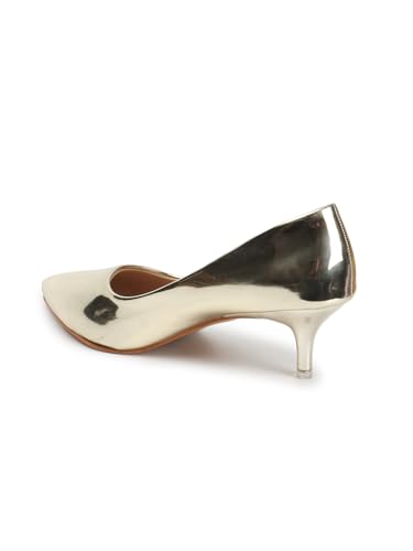 Image of Carlton London Women's Metallic Pointed Toe Kitten Heel Pumps