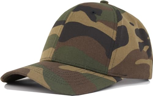 Image of XL XXL Camouflage Big Head Baseball Cap Men Women, Camo Structured Adjustable Cotton Ball Caps, Plain Blank Casual Golf Hats