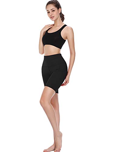 Cadmus Women's High Waist Spandex Yoga Shorts For Bike Running Two Side Pockets,1010,Black,Black,Black,Xx-Large #TOP4