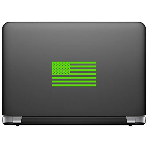 Image of American US Flag [Pick Color /Size] Vinyl Decal Sticker for Laptop /Car /Truck /Window /Bumper (18in x 10in, Matte Lime Green)