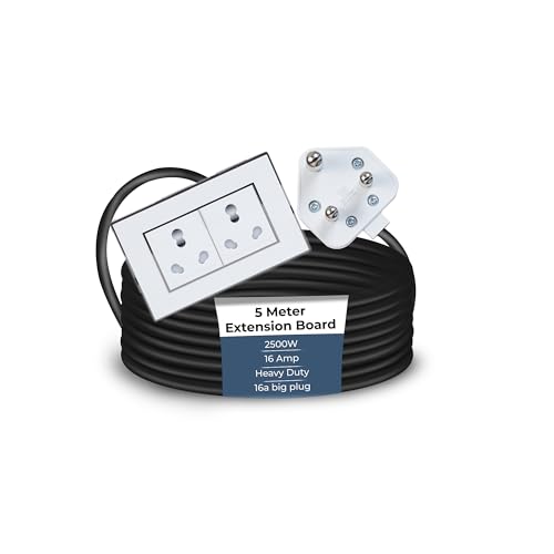 Image of Extension Board Heavy Duty Multi Socket 15A /16A /20A (2500 Watts 16A Big Plug and Two 16A Socket, 5 Meter)