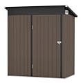 Aoxun Metal Outdoor Storage Shed 5' x 3', Steel Utility Tool Shed Storage House with Door & Lock, Metal Sheds Outdoor Storage for Backyard Garden Patio Lawn, Brown