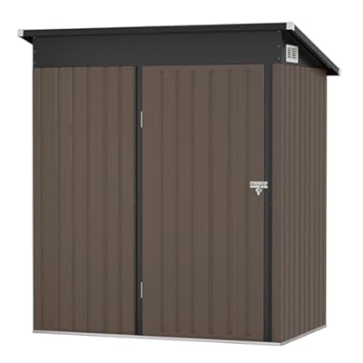 Aoxun Metal Outdoor Storage Shed 5' x 3', Steel Utility Tool Shed Storage House with Door & Lock, Metal Sheds Outdoor Storage for Backyard Garden Patio Lawn, Brown