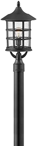 Hinkley Freeport Coastal Elements Medium Post Top or Pier Mount Outdoor Lantern, Composite, New England Design, Clear Seedy Glass, Fade Resistant, Textured Black Finish