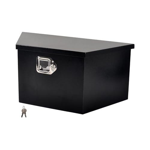 FGJQEFG 26 Trailer Tongue Truck Tool Box Steel for UnderBed Trailer Outdoor Car with Lock and Key - 26 x 13.3 x 12 Inch Black Trailer Toolbox