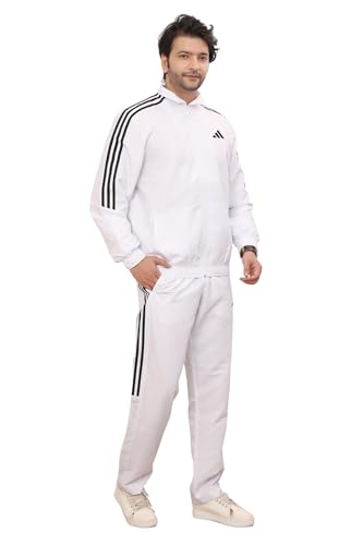Image of Adidas Men Training Mock Collar Long Sleeve Track Suit - Regular Fit Polyester Activewear Set Lightweight, Breathable Sportswear track suit for Gym, Running, Fitness, Casual For Fall Winter